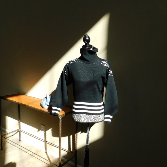 Vtg Meister wool knit snow bunny 80s ski sweater S - Picture 4 of 16